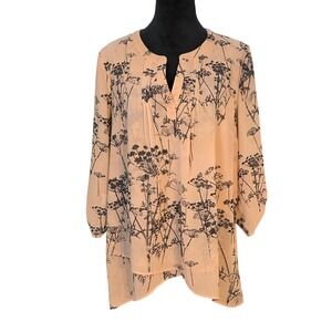My Danielle Womens Peach Black Botanical Floral Chiffon Tunic Top MD14773PG1 L